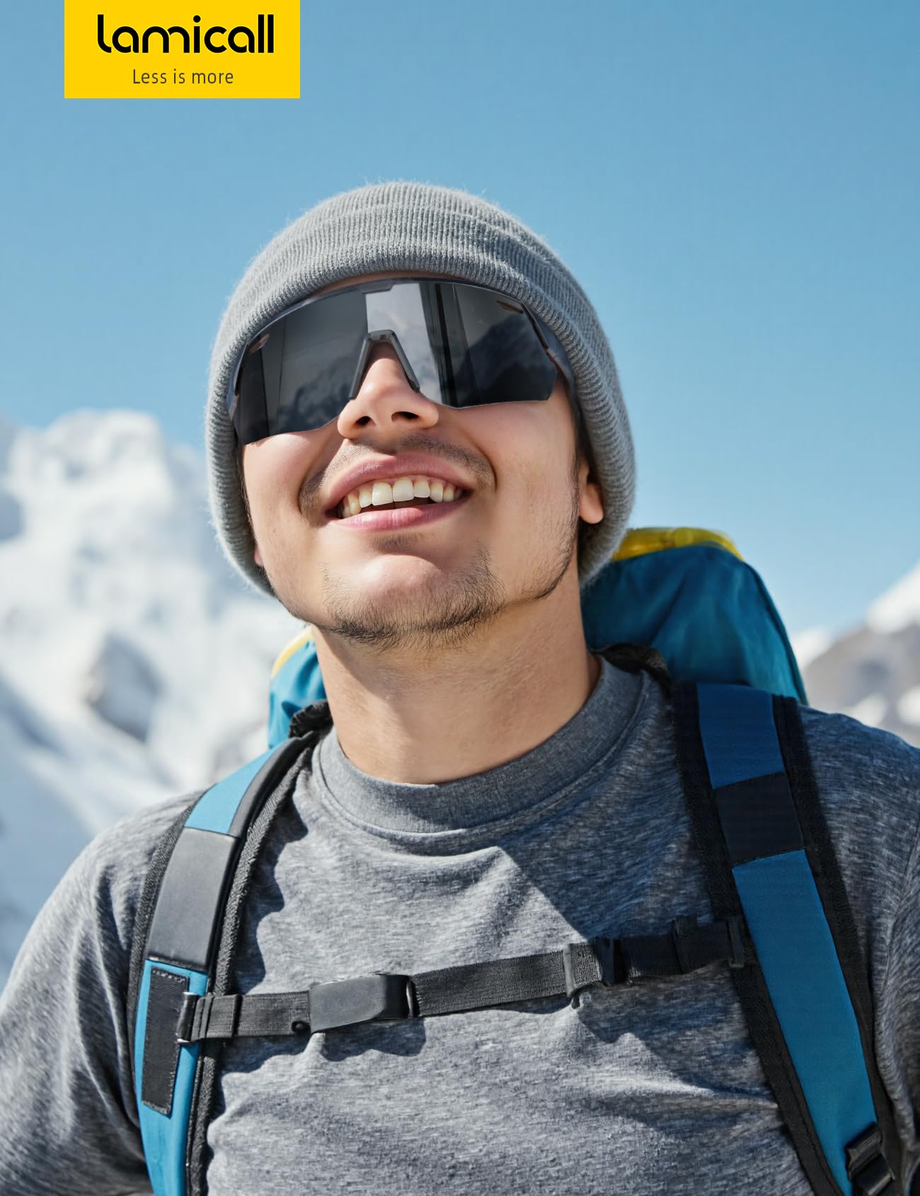 Lamicall Polarized Sports Sunglasses for Men Women, [24g Ultralight] [Adjustable Nose Pad] UV400 Protection Sun Glasses for Cycling Running Baseball Fishing Golf Beach Volleyball, Half Frame, Black