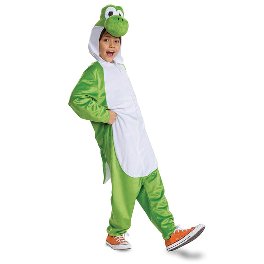 Yoshi Costume Hooded Jumpsuit, Official Super Mario Character Costume for Kids, Size (7-8)