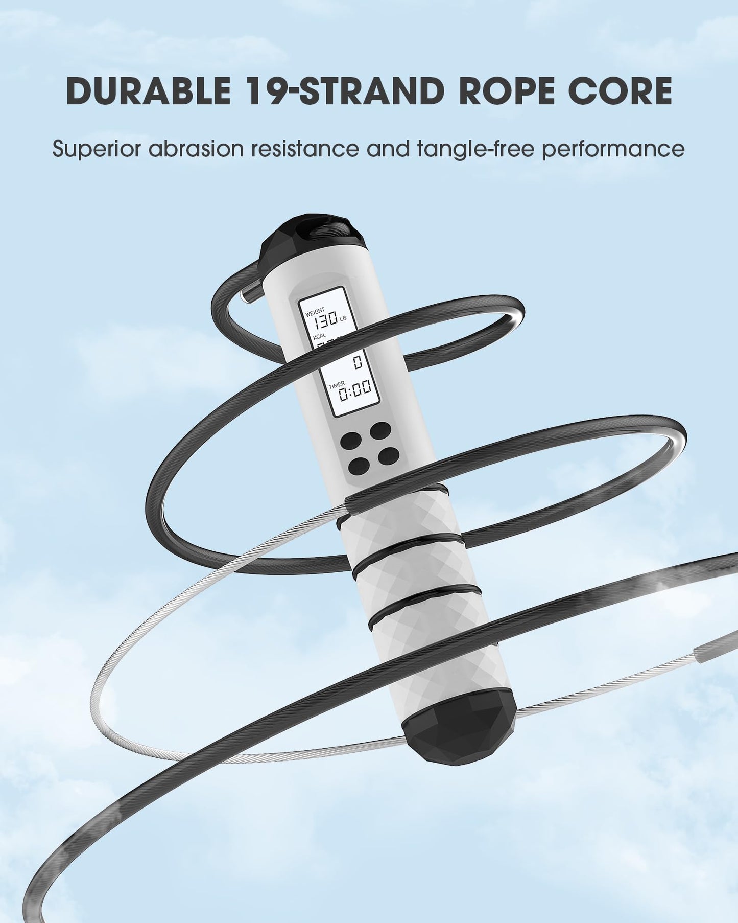 IOVFIT Cordless Weighted Jump Rope with Calorie Counter | Adjustable Knot-Free Skipping Rope for Fitness, Gym & Home Workouts | Ideal for Women, Men & Kids – 9.85ft