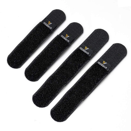 IDOGEAR Tactical Fastening Binding Strap Hook & Loop Reusable Strap (Black, Small(2 pcs)+Medium(2 pcs)