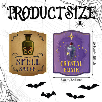 Zonon 80 Pcs Creepy Apothecary Bottle Labels Animal Medicine Bottle Stickers Potions Labels Waterproof Vintage Laminated Stickers for Summer Halloween Party Supplies Photo Props, 20 Styles