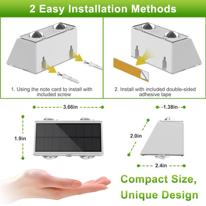 LANSOW Solar Fence Lights 12 Pack, Solar Powered Lights Outdoor Waterproof, 9-Mode Warm/Cool White & RGB Up-Down Led Spot Wall Lights Dusk to Dawn Decor for Backyard, Deck, Patio, Pool, Railing(White)