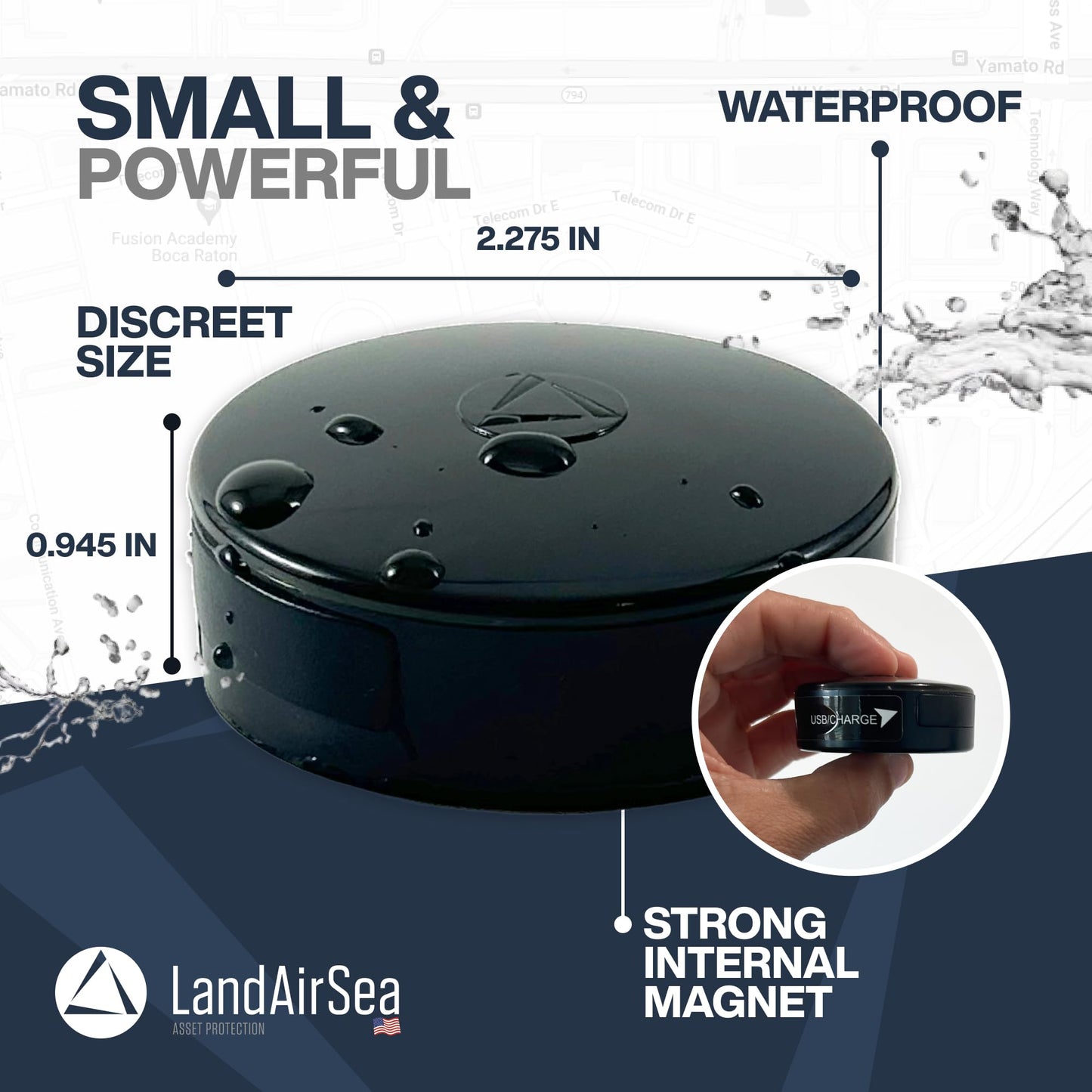LandAirSea 54 GPS Tracker - USA Manufactured, Waterproof Magnet Mount. Full Global Coverage. 4G LTE Real-Time Tracking for Vehicle, Asset, Fleet, Elderly and More. Subscription is Required.