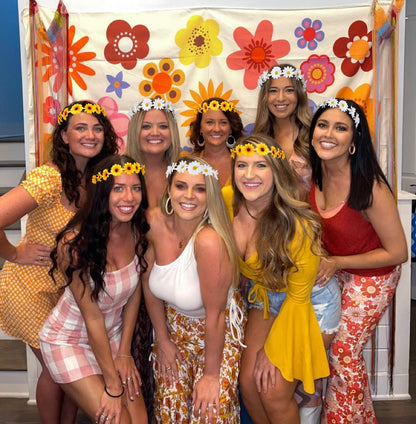 WOVOWOVO 2 Packs Sunflower Crown Headbands For Women Girls, Floral Daisy Hippie Hair Accessories Fall Flower Crown Adjustable Handmade Headpiece Photo Props Party Vacation (Yellow)