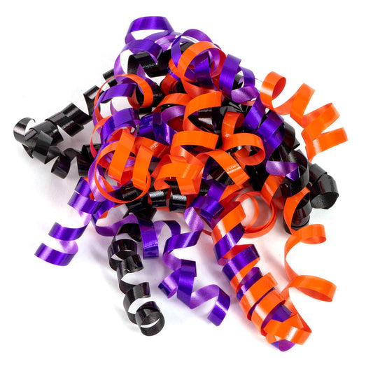 WRAPAHOLIC 12-Count Halloween Self-Adhesive Curly Bows Gift Wrap Accessory - Purple/Blac/Orange Curly Bows, Perfect for Halloween, Christmas, Birthday, Party Favors Decorations