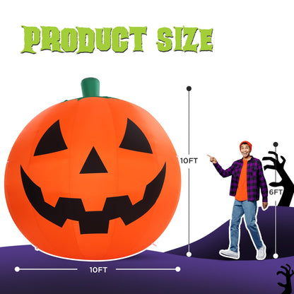 ZPISF 10 FT Halloween Inflatables Giant Pumpkin with Rotating LEDs Outdoor Decorations, Blow Up Pumpkin Halloween Yard Decorations for Front Lawn Garden Decor