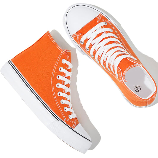 yageyan Womens High Top Canvas Sneakers Lace up Fashion Shoes for Women Casual Classic(ORANGE07)