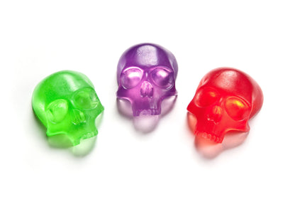 2 Silicone Halloween Soap Molds - Day of The Dead Soaps - Pirate Party Cakes Skulls Crossbones - Pumpkins Ghosts Bats Bath Bombs Random Colors by Jolly Jon