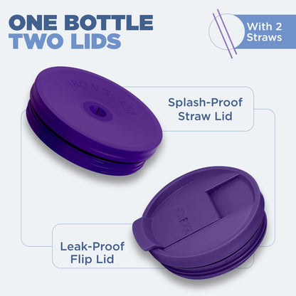 IRON °FLASK Co-Pilot Insulated Mug w/Straw & Flip Cap Lids - Cup Holder Bottle for Hot, Cold Drink - Leak-Proof - Water, Coffee Portable Travel Mug - Aurora, 32 Oz