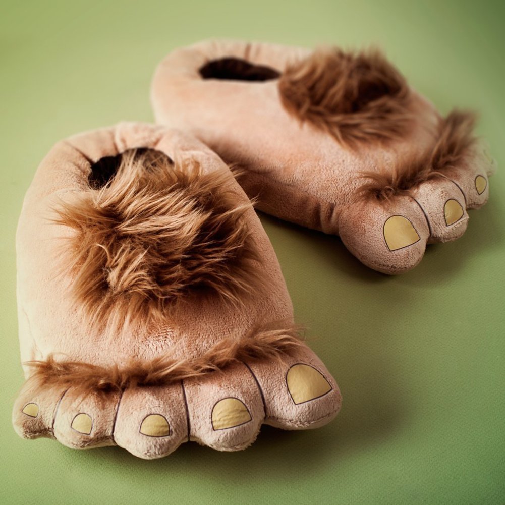 Ibeauti Womens Furry Monster Adventure Slippers, Comfortable Novelty Warm Winter Hobbit Feet Costume Gift Slippers for Teens Adults