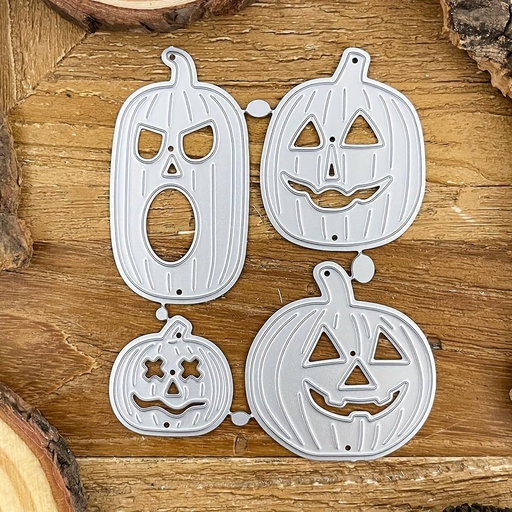 Lapoo Festivals Metal Cutting Die for Scrapbooking - Durable, Cut Stencils for DIY Scrapbook Photo Album Decorative Paper Card, Card Making Supplies (4-Piece Halloween Pumpkin Set 2.9 x 3.6 in)