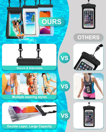 Large Capacity Waterproof Phone Pouch Floating, Waterproof Bag Case for iPhone 15 14 Pro Max 13 12 11 X XR 8 Plus Samsung Up to 6.9'', IPX8 Water Proof Phone Dry Bag for Boating Swimming Kayaking