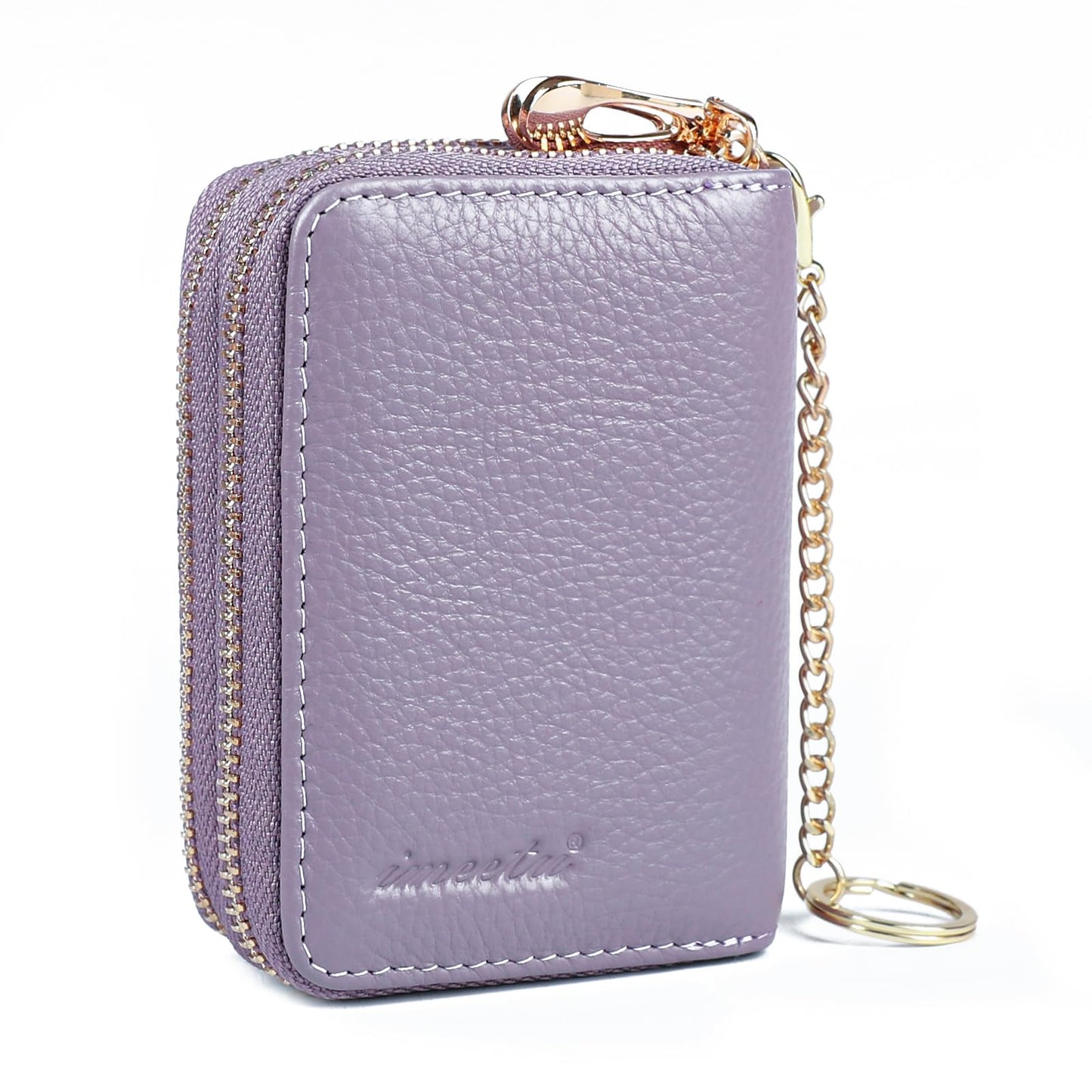 imeetu Rfid Credit Card Holder,Genuine Leather Businese Card Case,Rfid Blocking Wallet for Women & Men(Max - Light purple)