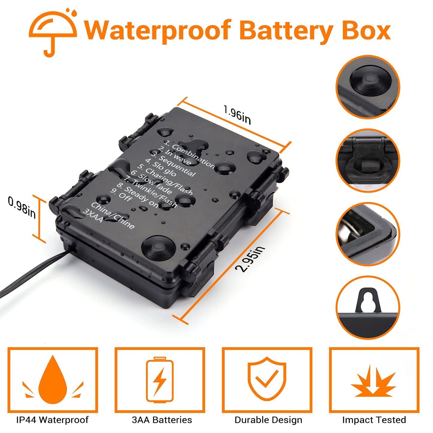 iBaycon 2 Pack 50 LED Battery Halloween Lights, 16.4ft Battery Operated Halloween Lights, Orange Purple Waterproof Twinkle Fairy Lights with 8 Modes & Timer for Indoor Outdoor Halloween Decorations