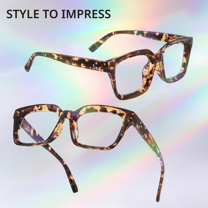 IBOANN Oversized Blue Light Glasses for Woman, Funky Fashion Glasses With Preppy Look, Eye Strain Computer Glasses