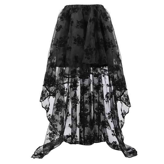 Zhitunemi Women's Steampunk Costume Victorian Skirt Corset Dress for Girls Plus Size Wedding Dressing Ruffle High Low Outfits Black XL