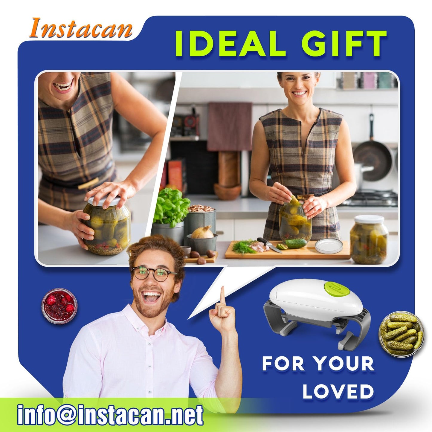 INSTACAN Higher Torque and One Touch Electric Jar Opener Easy Remove Almost Size Lid with Auto-Off, Powerful Bottle Opener for Arthritic Hands, Automatic Jar Opener for Weak Hands and Seniors (White)