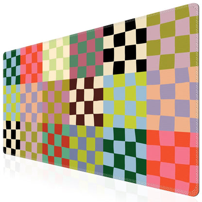 iCasso Checkered Desk Mat, Cute XXL Large Mouse Pad for Desk, Anti-Slip Big Mousepad with Stitched Edges, Keyboard Mat for Computer Desktop (Retro Checkered)