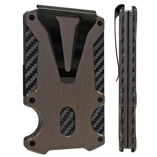 WXM Wallet for Men RFID Blocking Slim Front Pocket Real Carbon Fiber Credit Wallet Minimalist Best Mens Gift (Bronze)