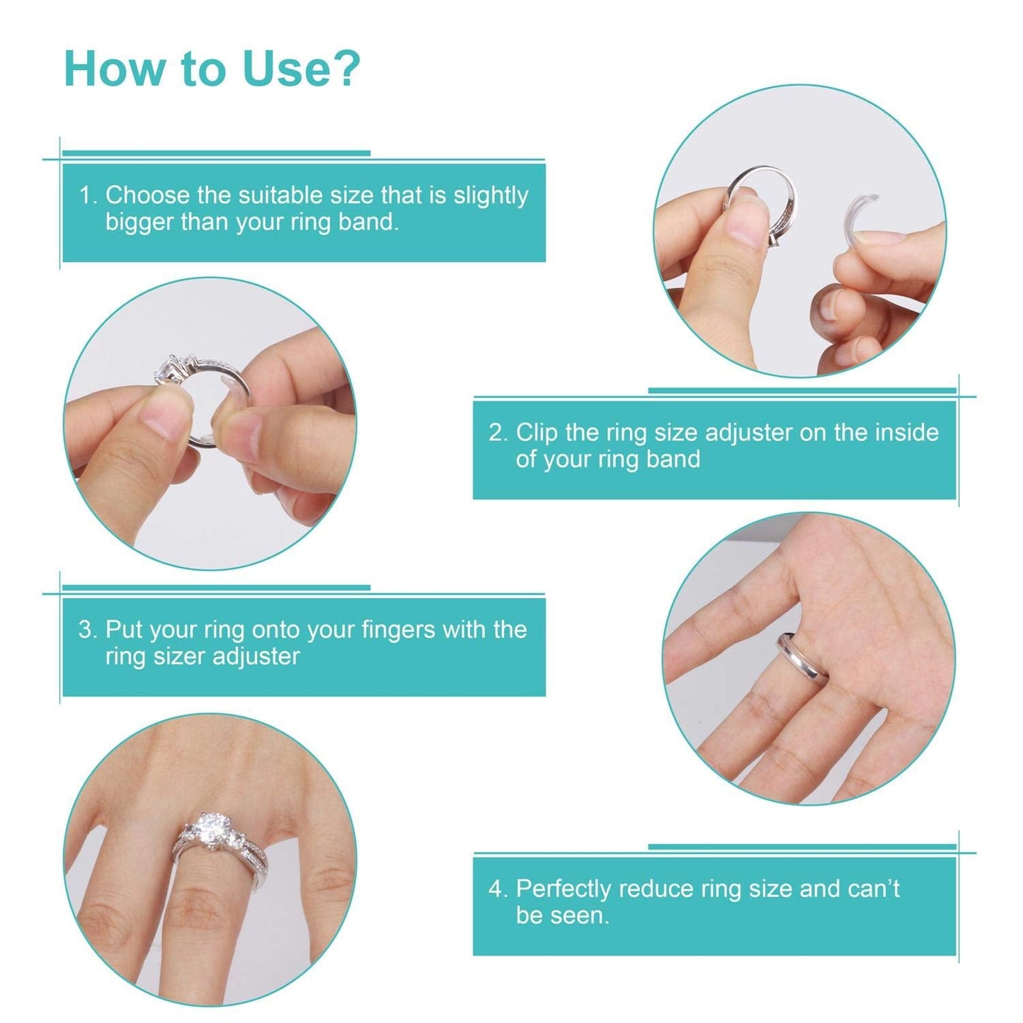 Invisible Ring Size Adjuster for Loose Rings Ring Adjuster Fit Any Rings, Assorted Sizes of Ring Sizer