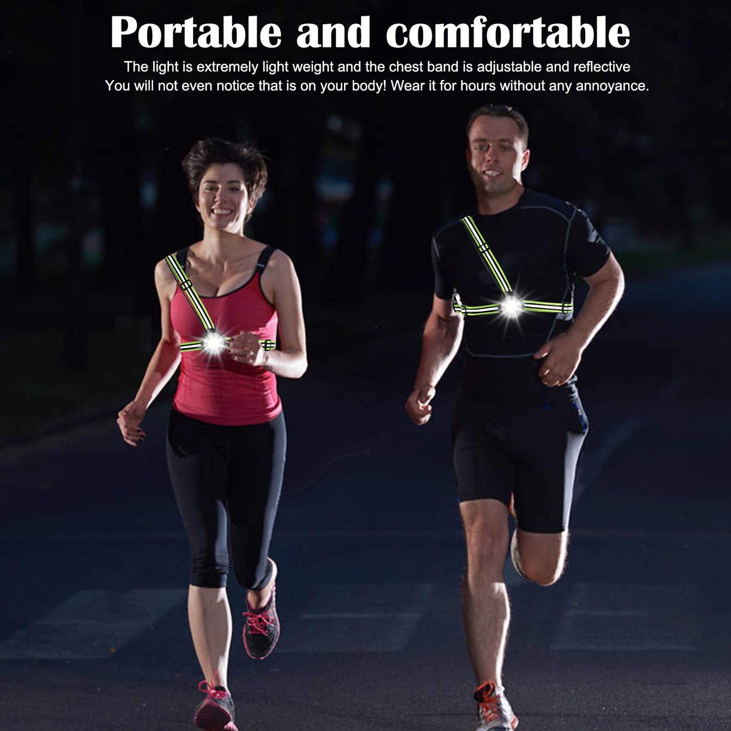 ICOCOPRO Running Light with Reflectors, 90° Adjustable LED Chest Light, Waterproof, USB Rechargeable, 500 Lumens, Running Lamp with Red Light for Running, Jogging, Fishing, Camping