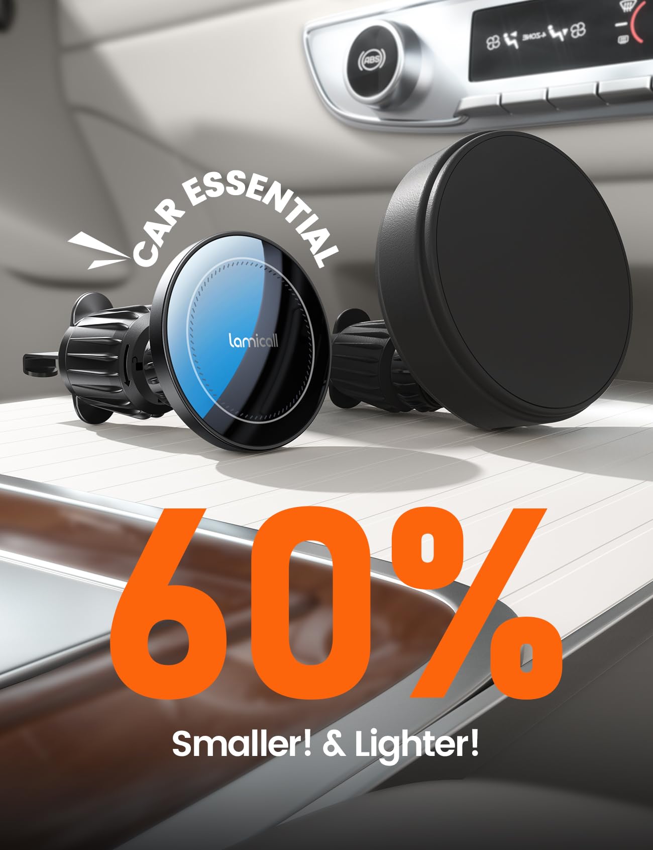 Lamicall 15W for Magsafe Car Mount Charger - [3-in-1 Upgraded Intelligent Chip] 360° Wireless Car Phone Holder Charger Vent Dashboard Magnetic Phone Holders for Your Car for iPhone 16 15 Pro Max