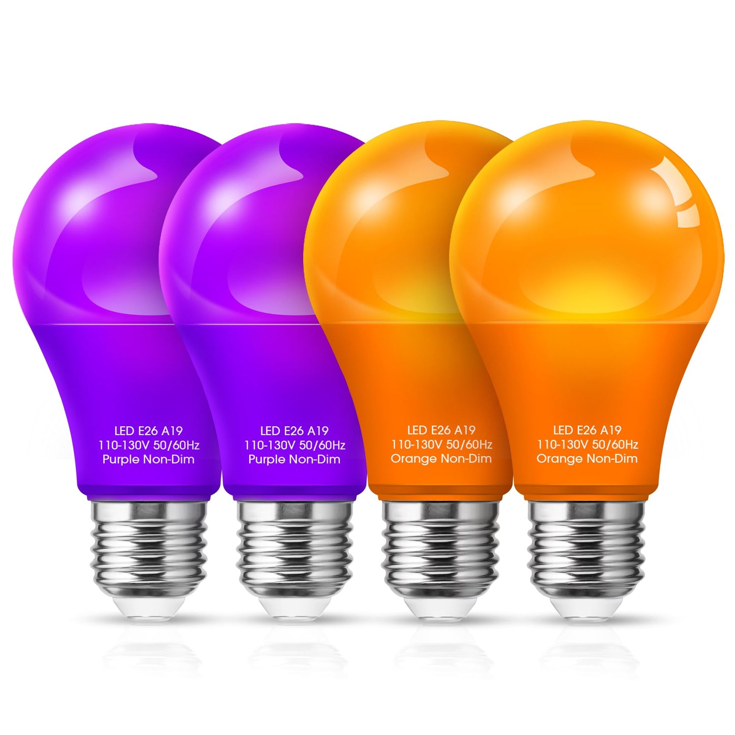 Woxeon Orange Light Bulbs Purple Light Bulbs [4 Pack] - A19 LED Orange Bulb Purple Bulb 9W (60W Equivalent) - E26 Base Outdoor for Halloween Party Porch Holiday Decor