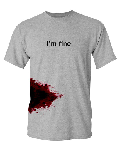 Im Fine Zombie Slash Halloween Costume T Shirt Funny Scary Horror Movie Graphic Tee Novelty Bloody Zombie T Shirt L Sport Grey