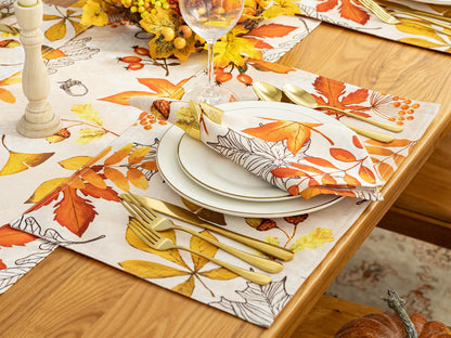 YiHomer Fall Thanksgiving Tabletop Collection for Kitchen Dining Decoration Parties Harvest, Fall Leaves, Napkin Set, 20 x 20