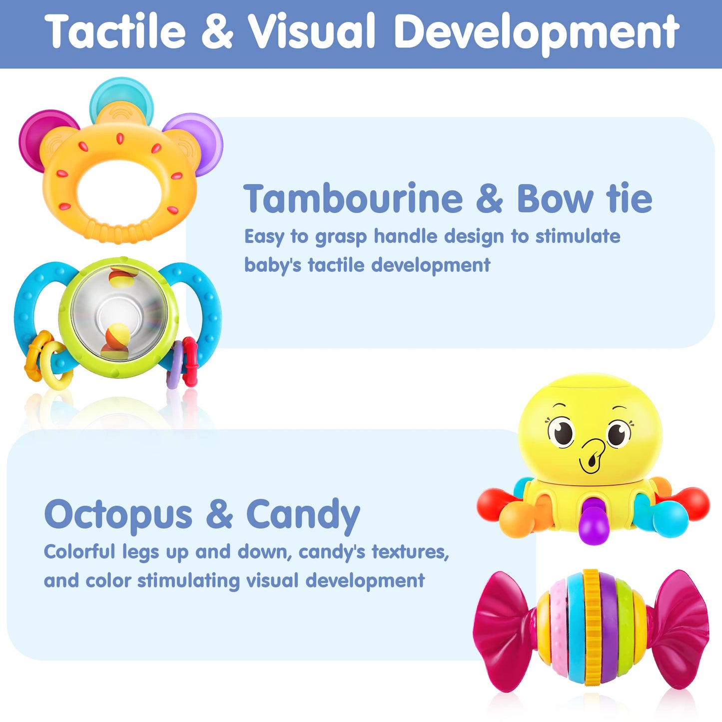 iPlay, iLearn 10pcs Baby Rattles Toys Set, Infant Grab Shake Rattle, Easy Hold Sensory Teether, Babies Development Learning Music Toy, Newborn Shower Birthday Gift 1 2 3 4 5 6 7 9 10 12 Month Boy Girl