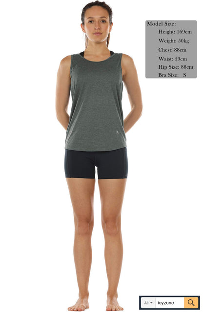 icyzone Workout Tank Tops for Women - Open Back Strappy Athletic Tanks, Yoga Tops, Gym Shirts (M, Charcoal)
