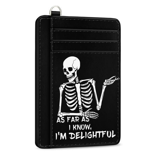 Yonlevres Skeleton Skull Credit Card Holder Slim Wallet, Funny Gothic RFID Wallet Women Front Pocket Small Card Holder, Goth Halloween Card Case ID Window PU Leather RFID Blocking Card Organizer Gifts