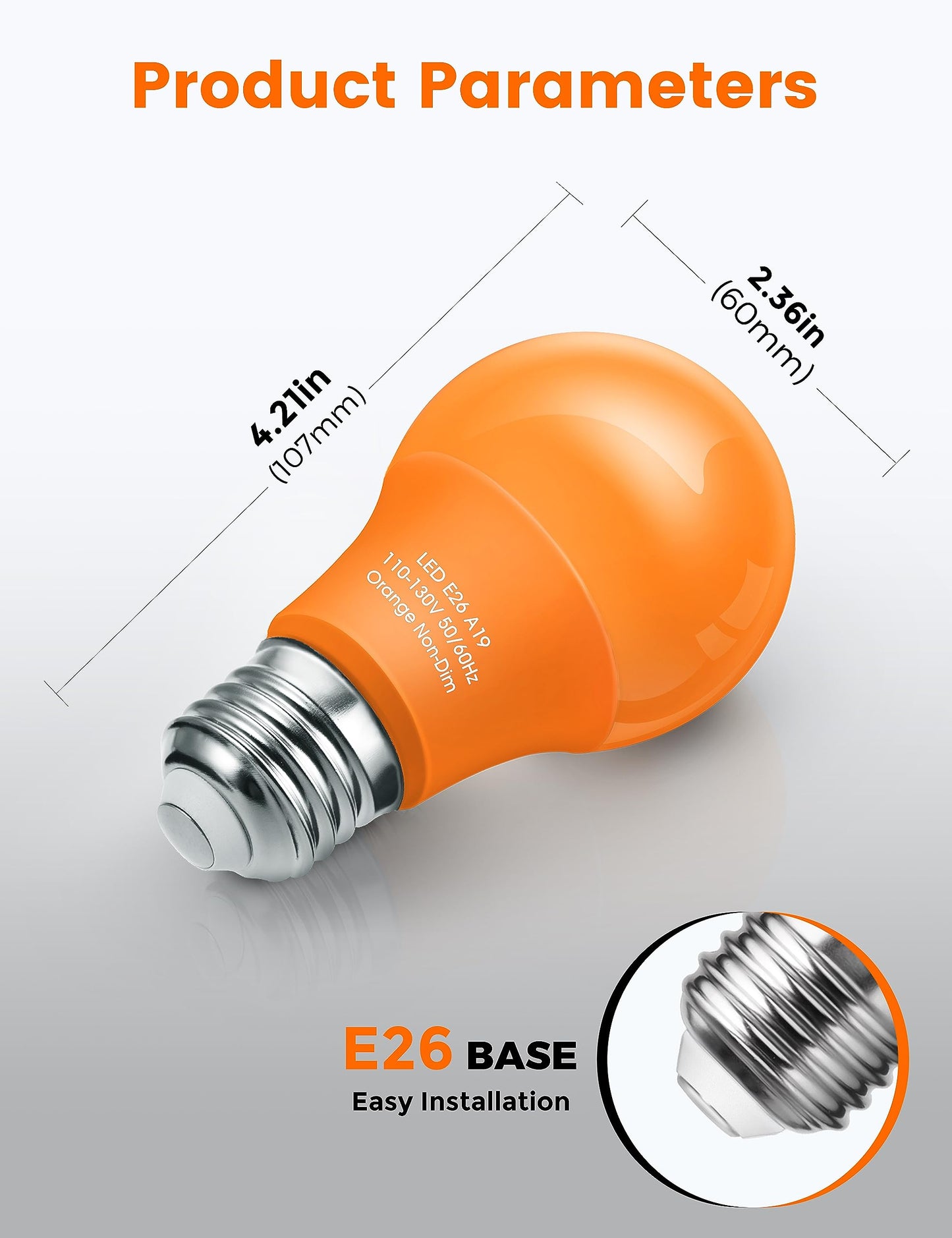 Woxeon Orange Light Bulbs Purple Light Bulbs [4 Pack] - A19 LED Orange Bulb Purple Bulb 9W (60W Equivalent) - E26 Base Outdoor for Halloween Party Porch Holiday Decor