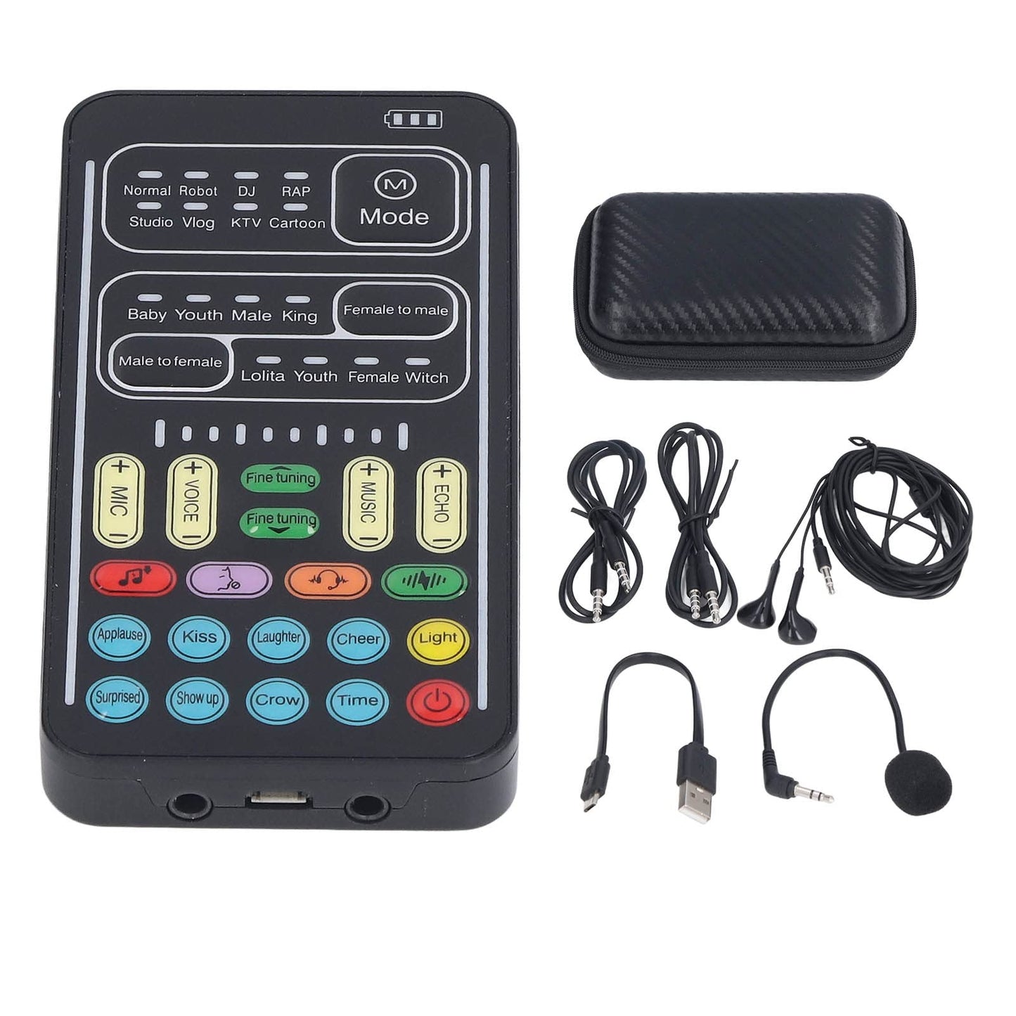I9 Voice Changer Set, Mini Live Broadcast Voice Disguiser, Portable Sound Board Voice Changer, 8 Different Sounds/Sound Effects, for iOS, for Android (English Version)