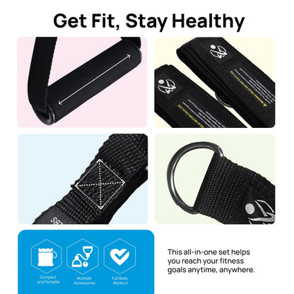 INEVIFIT Resistance Band Set, 150 LBS Stackable Workout Bands for Strength Training, Yoga, Pilates, and Full Body Workout, Includes Door Anchor, Handles, Ankle Straps, Carrying Bag, and Exercise Guide