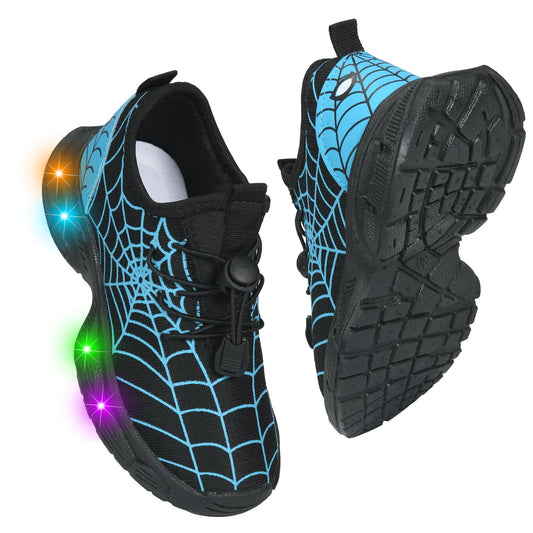YAOWUQUAN Boy Festive Tennis Shoes for Children's Parties Breathable Light Up LED Shoes for Kids(10,Black)