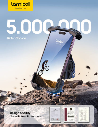 Lamicall Bike Phone Holder, Motorcycle Mount - Motorcycle Phone Holder, Handlebar Cell Phone Clamp, Scooter Phone Clip for iPhone 16 Pro Max/Plus, 15 Pro Max, S10, S20, More 4.7" to 6.8" Smartphones