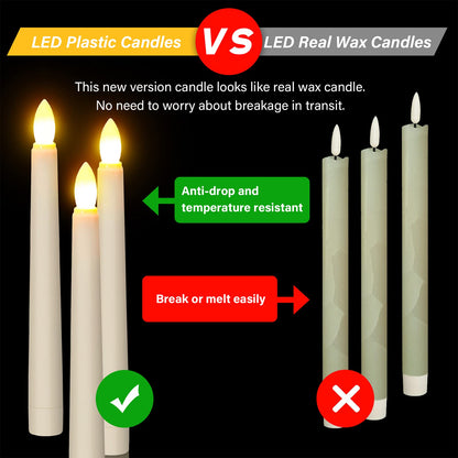 Ymenow Flameless Taper Candles with Remote Timer, 6pcs 7.9" Battery Operated LED Fake Electric Tapered Candles Flickering Ivory Floating Candlesticks for Halloween Party Table Christmas Decorations