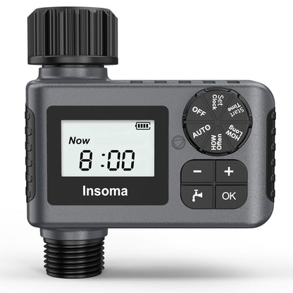 Insoma Outdoor Garden Hose Faucet Timers, Programmable Water Sprinkler Timer with Rain Delay/Manual/Automatic Drip Irrigation and Lawn Watering System for Yard, 1 Outlet