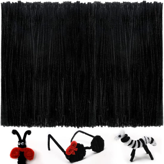 Iooleem 200pcs Black Pipe Cleaners, Chenille Stems, Pipe Cleaners for Crafts, Pipe Cleaner Crafts, Art and Craft Supplies.