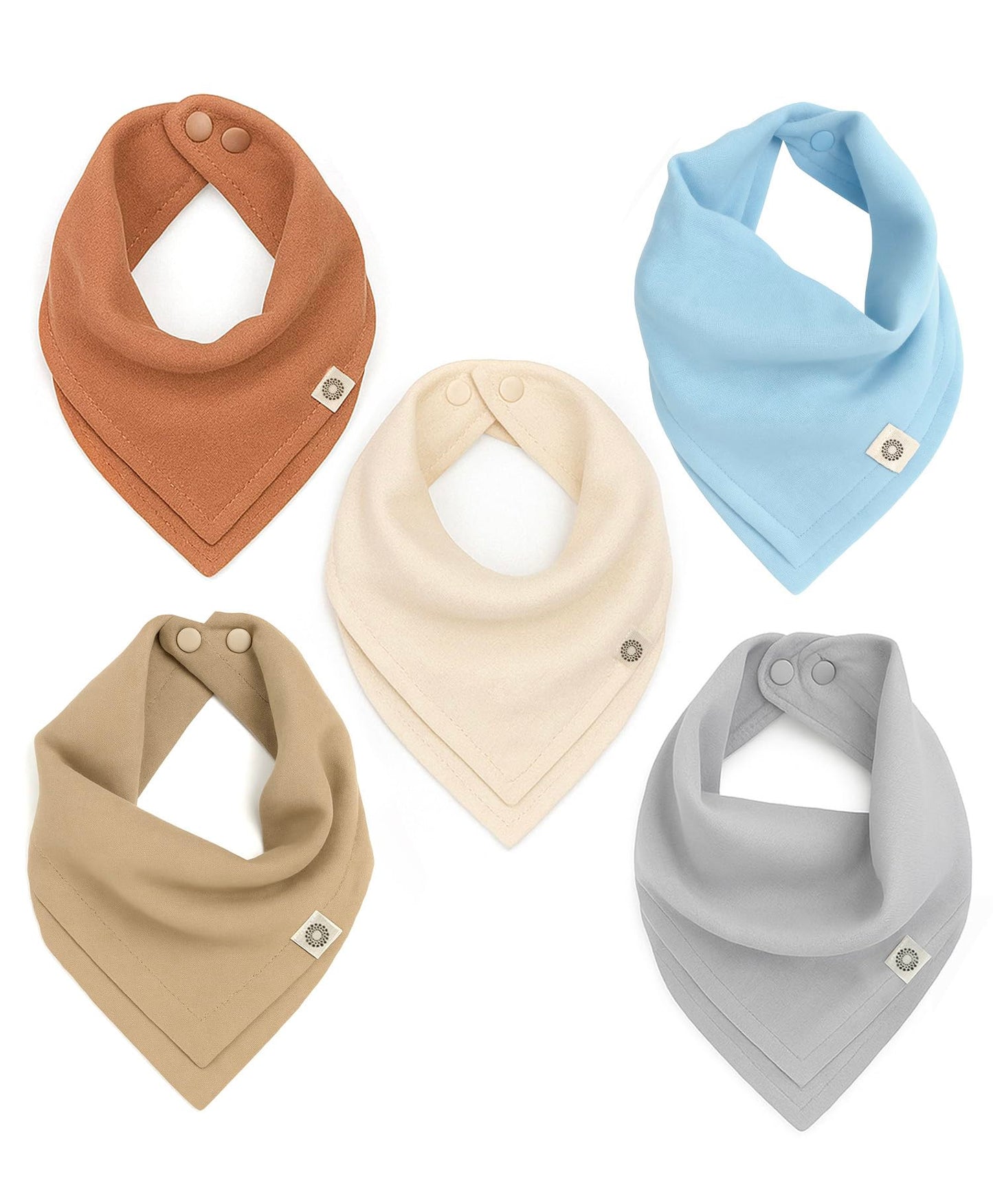 Indi Bandana Bibs for Boys & Girls, Fairtrade Certified, 4-Way Reversible Baby Drool Bibs, 100% Organic Cotton Muslin, 5-Pk