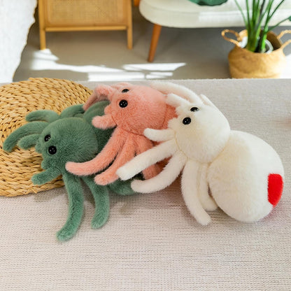 XItbyja Halloween Spider Plush,Spider Stuffed Animal Toy,Cute Spiders Plushie,9.8inch Huggable Jumping Spiders Toy,Adorable Pillow Doll for Kids Halloween Decor,White