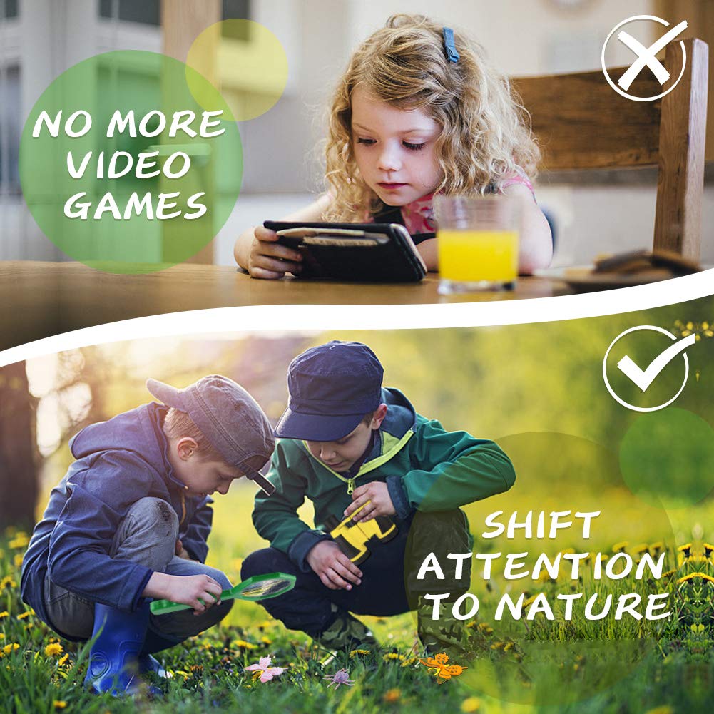 24 Pcs Kids Explorer Kit & Bug Catcher Kit for Kids, Outdoor Toys Adventure Camping Kit with Drawstring Bag, Binoculars, Compass, Butterfly Net, Educational Nature Exploration Toys Gift for Boys Girls