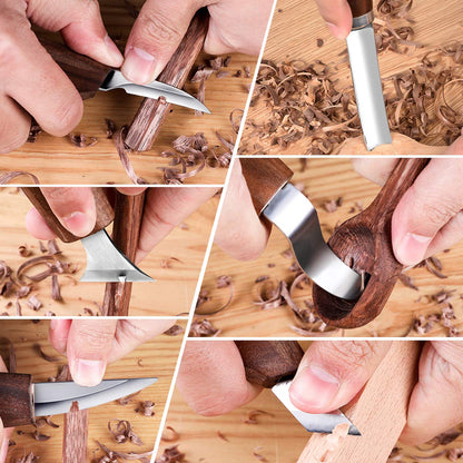 Wood Carving Tools Set,Detail Wood Knife,Hook Carving Knife Kit for Beginners,Trimming Knife for Spoon Bowl Cup Pumpkin Woodwork, Chip Carving Knife Kit,Square Handle Design（6pcs）
