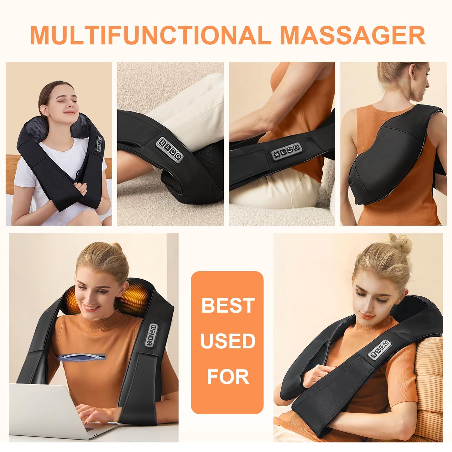 ifgoooo Neck Massager,Gifts for Women Men Mom Dad - Shiatsu Back and Neck Massager,Shoulder Massager Deep Tissue with Heat,Electric 4D Massage Pillow(NOT Cordless)