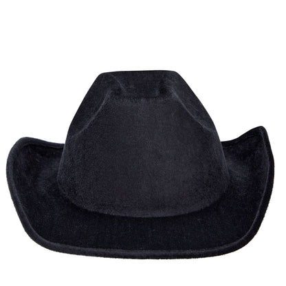 Zodaca 4-Piece Black Cowboy Hats - Adjustable Adult Size Velvet Felt - Costume & Party Favors for Men & Women - Birthday Cowboy Hat