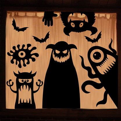 LOMIMOS Large Halloween Window Clings Decorations,Giant Silhouette Demon Ghost Window Stickers Decals for Halloween Home Decor Indoor Party Decorations