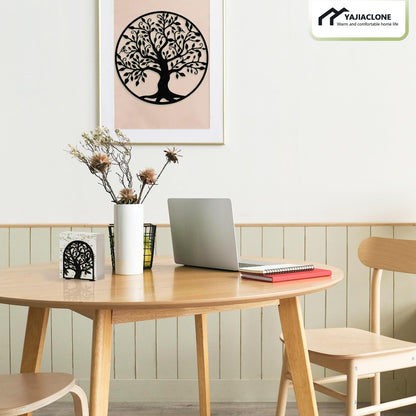 YAJIACLONE Tree of Life Black Metal Napkin Holder for Table,Napkin Holders for Paper Napkins with Sturdy & Quality Material, Cushioned Base, Unique Table Decor Gifts.