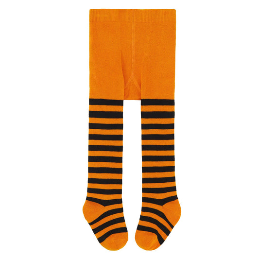 Zando Baby Halloween Tights - Girls Funny Orange & Black Striped Leggings - Toddler Size 6-12 Months