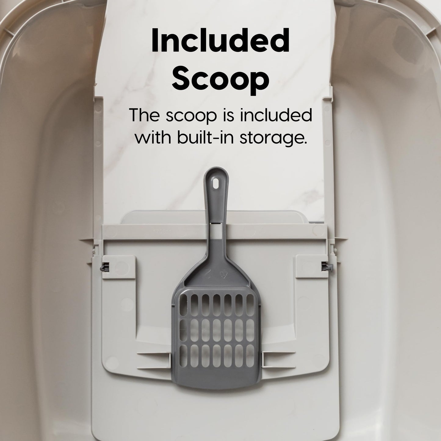 IRIS USA Cat Litter Box with Front Door Flap and Scoop, Covered Kitty Box with Handle and Buckles for Portability and Privacy, Dark Gray